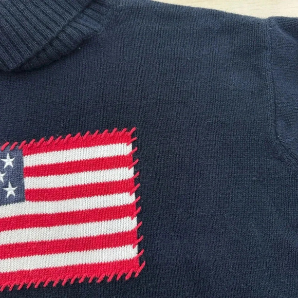 Carolina Colours Vintage Patriotic American Flag Turtleneck Sweater USA - Picture 3 of 9